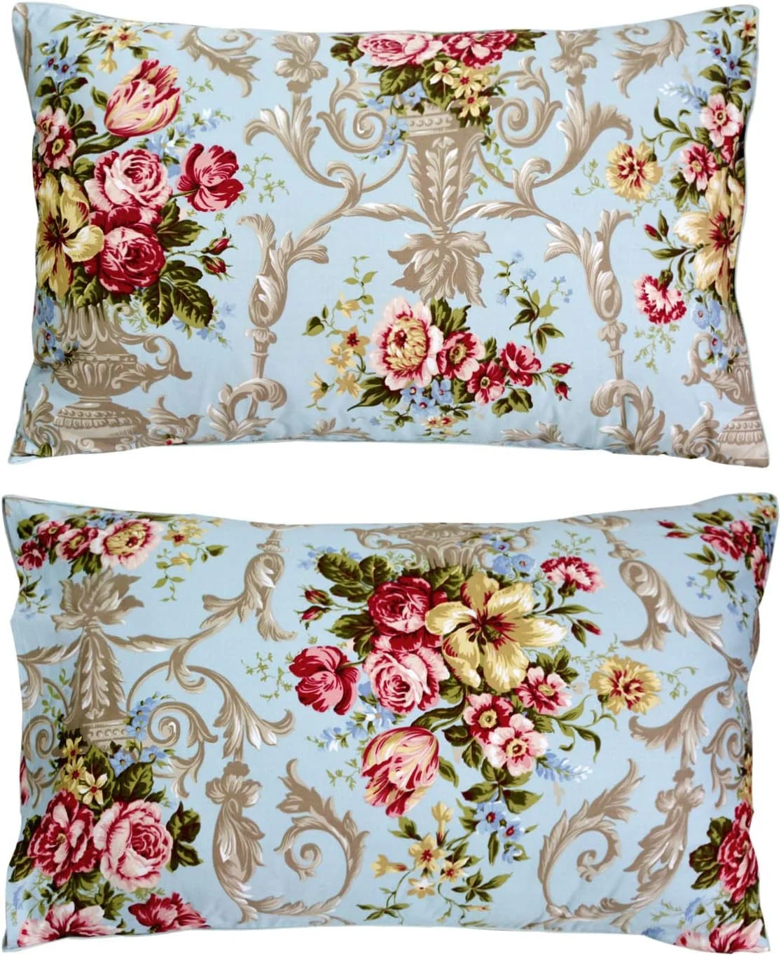 ست ملحفه طرح گلدار FADFAY، ست روتختی لوکس با طرح گل صد تومانی، با تراکم بافت 800، 100% پنبه مصری، مناسب تشک های ضخیم، 4 تکه - سایز کوئین