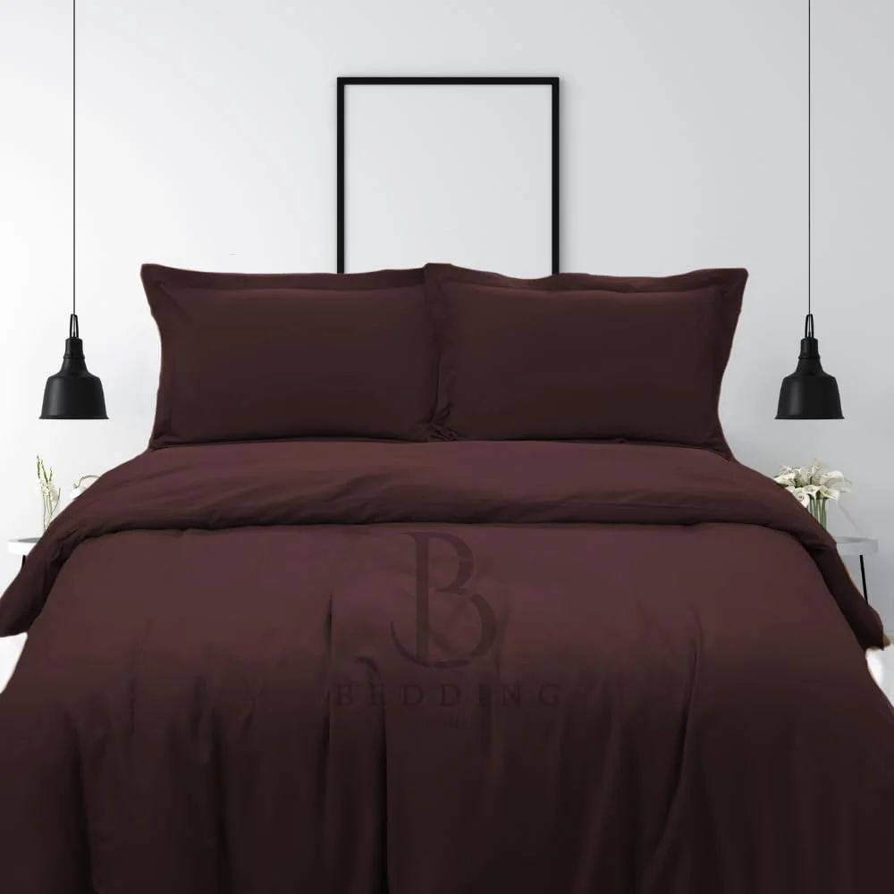 ست ملحفه تخت 3 تکه شامل ملحفه رو و 2 روبالشی 100% میکروفایبر نرم و بادوام، مراقبت آسان، طرح ساده (شکلاتی، 3 تکه یک نفره (160X240))