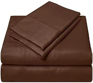 ست ملحفه تخت 3 تکه شامل ملحفه رو و 2 روبالشی 100% میکروفایبر نرم و بادوام، مراقبت آسان، طرح ساده (شکلاتی، 3 تکه یک نفره (160X240))