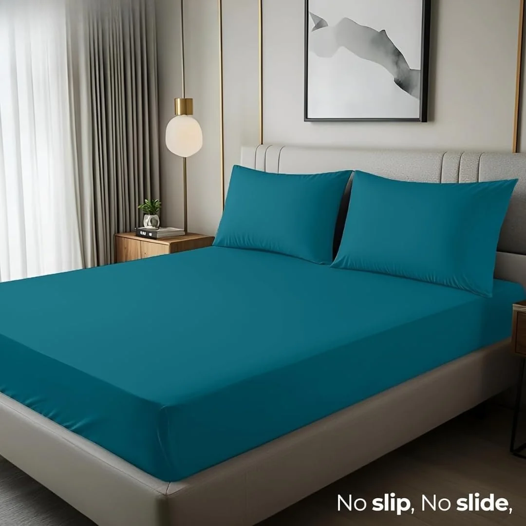 ملحفه کش‌دار ۱۰۰٪ میکروفایبر - جیب عمیق ۲۰ سانتی‌متری (آبی، کینگ ۲۰۰X۱۸۰+۲۰ سانتی‌متر)