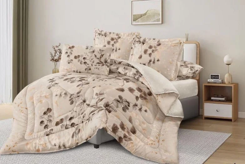 ست ملحفه طرح گلدار سایز کینگ همراه با روبالشی، شامل ۱ ملحفه و ۲ روبالشی (قهوه ای تیره، کینگ (استاندارد بریتانیا))