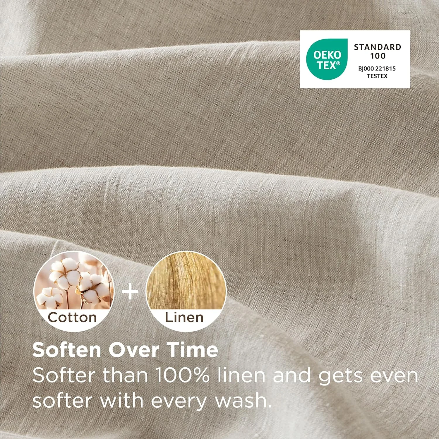 ملحفه های ترکیبی پنبه و کتان Bedsure - ست ملحفه سایز کینگ، ست 4 تکه ملحفه سایز کینگ پنبه و کتان، 1 ملحفه رو، 1 ملحفه کش دار و 2 روبالشی (کتان مایل به قهوه ای، کینگ)