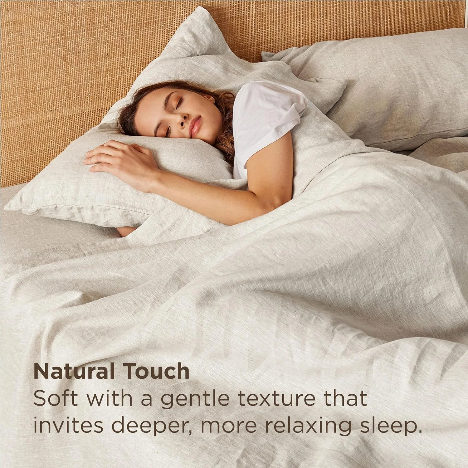 ملحفه های ترکیبی پنبه و کتان Bedsure - ست ملحفه سایز کینگ، ست 4 تکه ملحفه سایز کینگ پنبه و کتان، 1 ملحفه رو، 1 ملحفه کش دار و 2 روبالشی (کتان مایل به قهوه ای، کینگ)