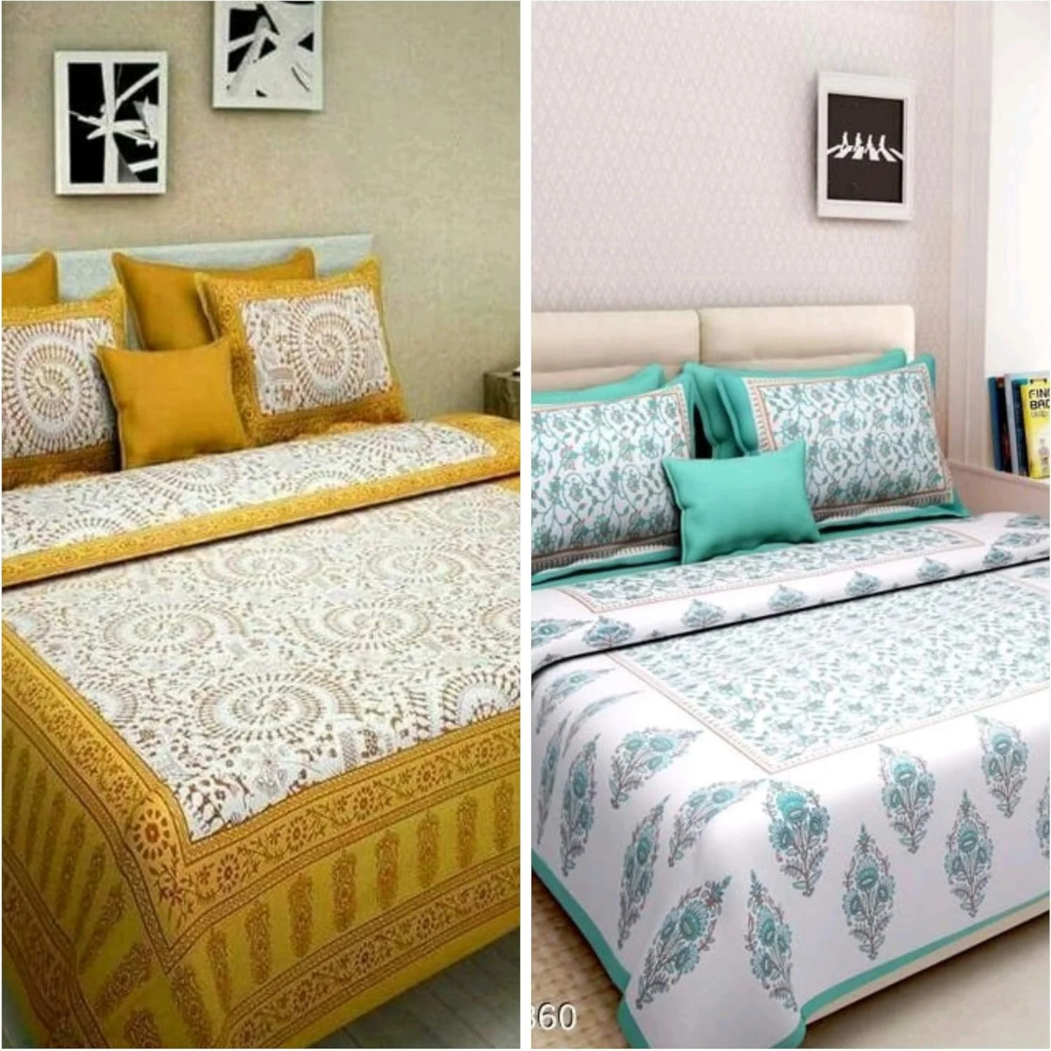 ست ملحفه دونفره چاپی راجستانی جیپوری کینگ سایز BedZone، 2 عدد ملحفه دونفره با 4 روبالشی - چند رنگ