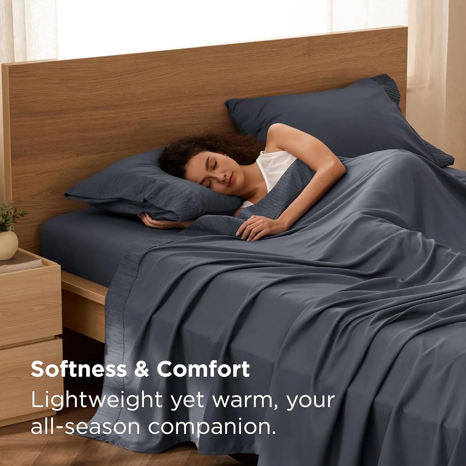 ملحفه های خاکستری سایز کویین Bedsure - ملحفه های نرم برای تخت سایز کویین، ست ملحفه 4 تکه لوکس هتلی سایز کویین، ست ملحفه خنک کننده پلی استر میکروفیبر با نگهداری آسان