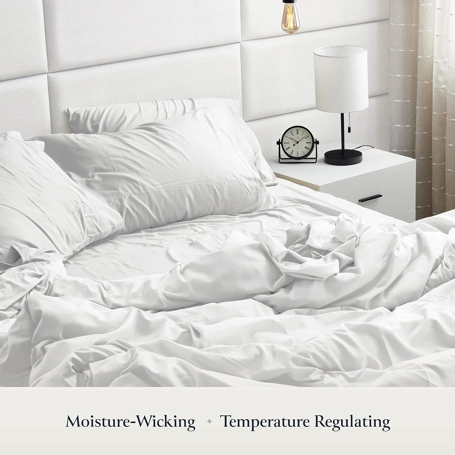 ست ملحفه ابریشمی نرم کینگ سفید BELADOR - ملحفه های تخت خواب 6 تکه لوکس برای تخت سایز کینگ، ملحفه های جیب عمیق با تناسب مطمئن با کش، ملحفه های هتل تنفسی و ست روبالشتی، ملحفه های بدون چروک Oeko-Tex