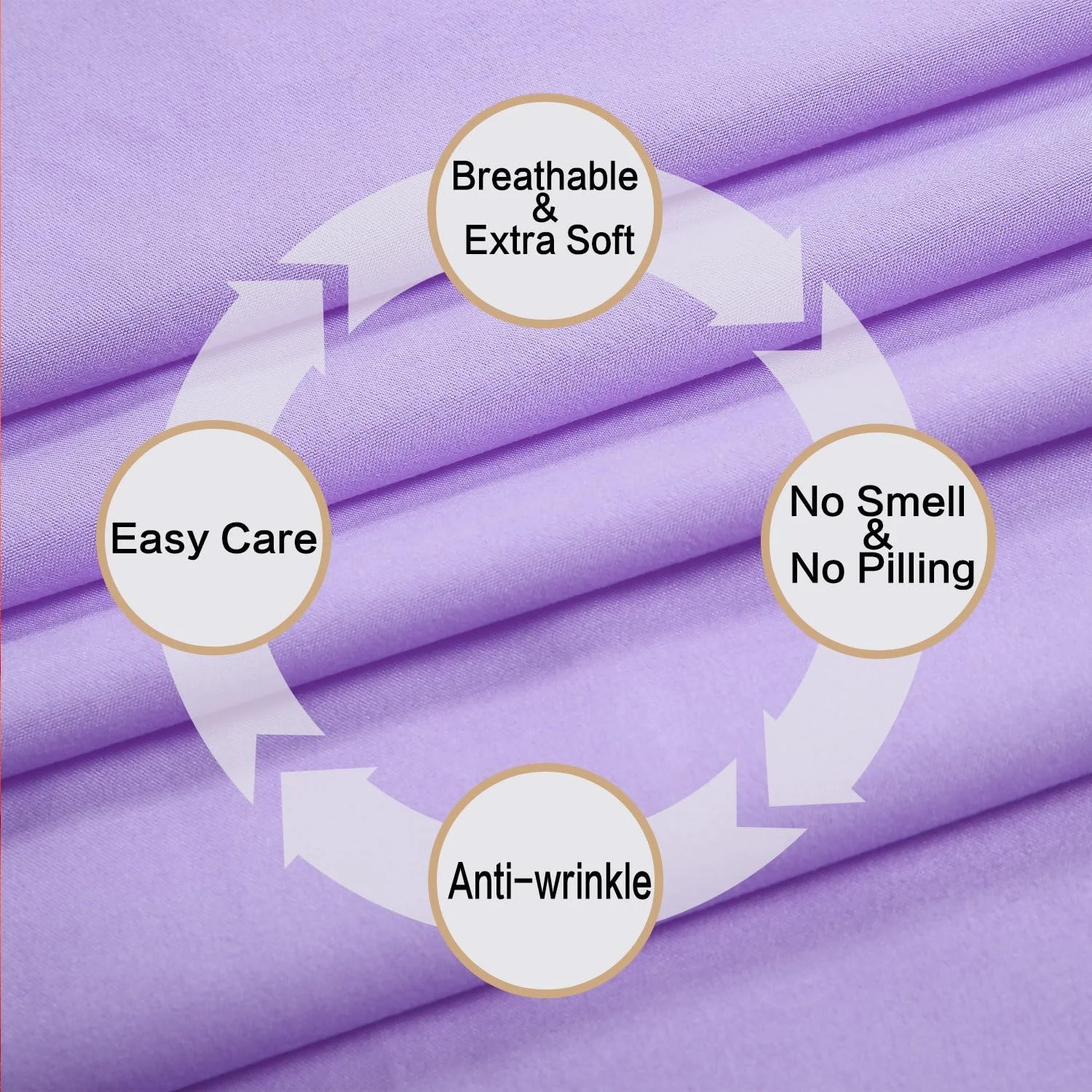 بهترین ست ملحفه 4 تکه فصل (کامل، اسطوخودوس) شامل 1 ملحفه تخت، 1 ملحفه کش‌دار و 2 روبالشی، ملافه های لوکس میکروفایبر برس خورده با جیب های عمیق