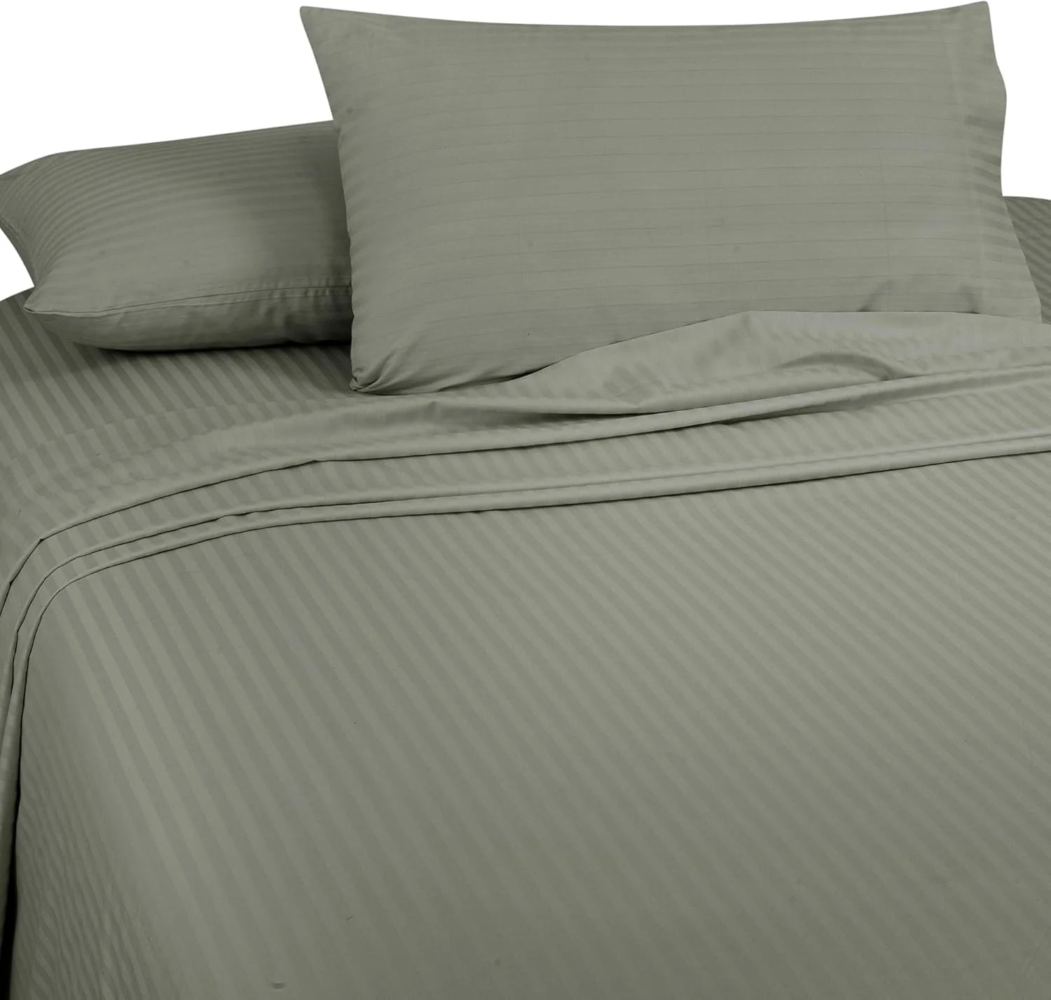 ملحفه سه تکه Bliss Casa طرح راه راه 1 سانتی متری سایز کامل (140x200+30 سانتی متر) - ست ملحفه ساتن نرم به همراه روبالشتی - جیب عمیق، کالکشن هتلی، ست روتختی لوکس شامل 1 ملحفه کش دار، 2 روبالشتی - خاکستری