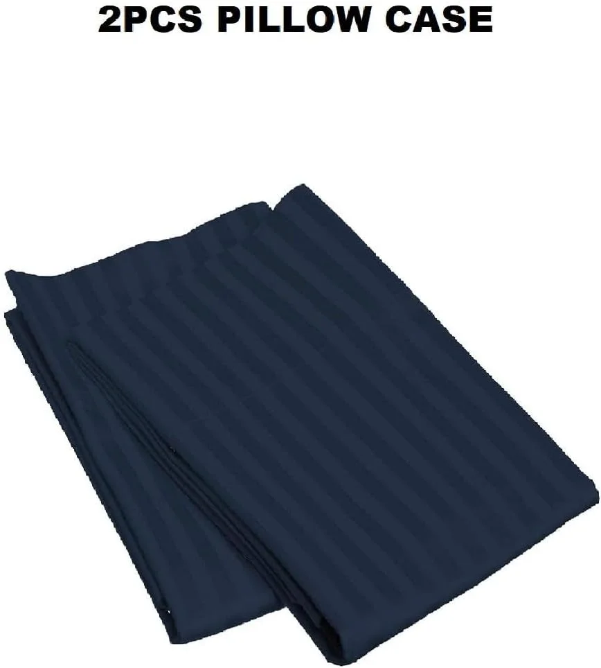 ست ملحفه راه راه با کیفیت عالی بلوبری، 100% پنبه، ست 3 تکه، جیب عمیق 200X180X20 سانتی متر Exfsta-0011