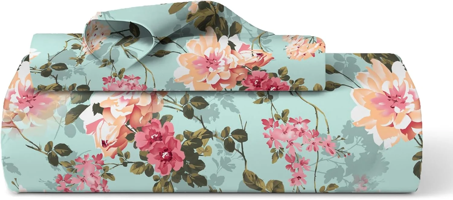 ست ملحفه کشدار نخی سبز با طرح گل، نرم و تنفسی شامل ۱ ملحفه کشدار ۱۲۰x۲۰۰ سانتیمتر با ۱ روبالشتی ۵۰x۷۵ سانتیمتر، یک نفره، قابل شستشو در ماشین لباسشویی ست ملحفه کشدار نخی سبز با طرح گل، نرم و تنفسی شامل ۱ ملحفه کشدار ۱۲۰x۲۰۰ سانتیمتر با ۱ روبالشتی ۵۰x۷۵ سانتیمتر، یک نفره، قابل شستشو در ماشین لباسشویی