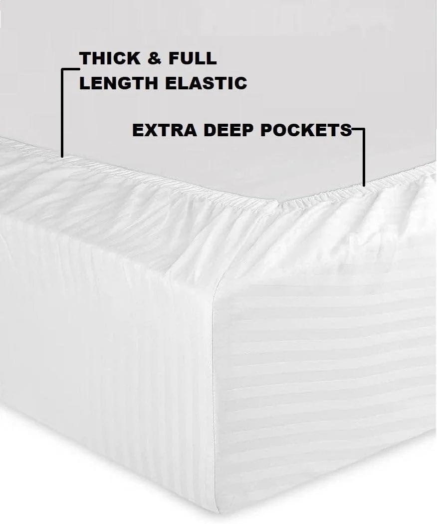 ست ملحفه راه راه سایز کویین آبی بلوبری، 100% پنبه، کیفیت عالی، 20+200X180 سانتی متر - شماره مدل: Fstw-0150 - چند رنگ