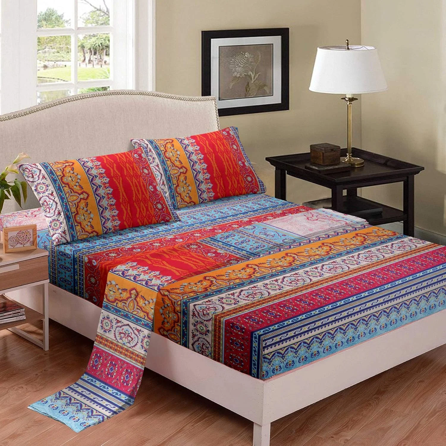 ملحفه های تخت یک نفره طرح بوهو، ست ملحفه 3 تکه میکروفایبر فوق العاده نرم، ملحفه های راه راه قبیله ای رنگارنگ + ملحفه های کش دار با عمق زیاد + ملحفه تخت معمولی + رو بالشتی دکوری طرح قدیمی ملحفه های تخت یک نفره طرح بوهو، ست ملحفه 3 تکه میکروفایبر فوق العاده نرم، ملحفه های راه راه قبیله ای رنگارنگ + ملحفه های کش دار با عمق زیاد + ملحفه تخت معمولی + رو بالشتی دکوری طرح قدیمی