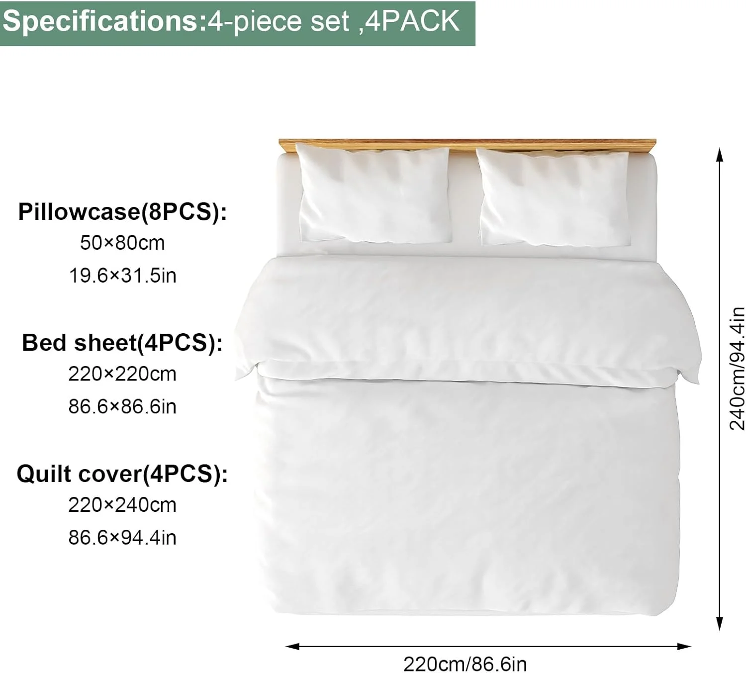 ست ملحفه یکبار مصرف ۴ عددی (۱۶ تکه) شامل روکش لحاف و روبالشتی - سازگار با اکثر تخت‌های هتل - لوازم جانبی مسافرتی برای هتل، سفر دریایی و موارد دیگر