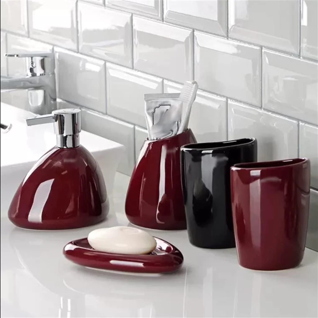 ست پنج تکه لوازم بهداشتی سرامیکی به سبک اروپایی برای حمام