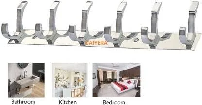 جامایع دیواری استیل و شیشه ای، جای صابون، جای برس، حلقه حوله، لوازم جانبی حمام (بسته 6 عددی) ست لوازم حمام استیل