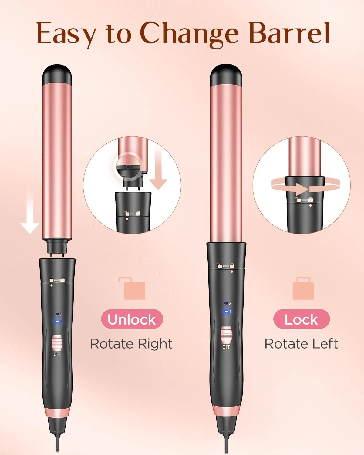 ست فر کننده مو 5 در 1 شامل 3 میله، اتو مو و موج دهنده - سرامیکی، گرم شدن سریع، 2 دما، دستکش و گیره ست فر کننده مو 5 در 1 شامل 3 میله، اتو مو و موج دهنده - سرامیکی، گرم شدن سریع، 2 دما، دستکش و گیره