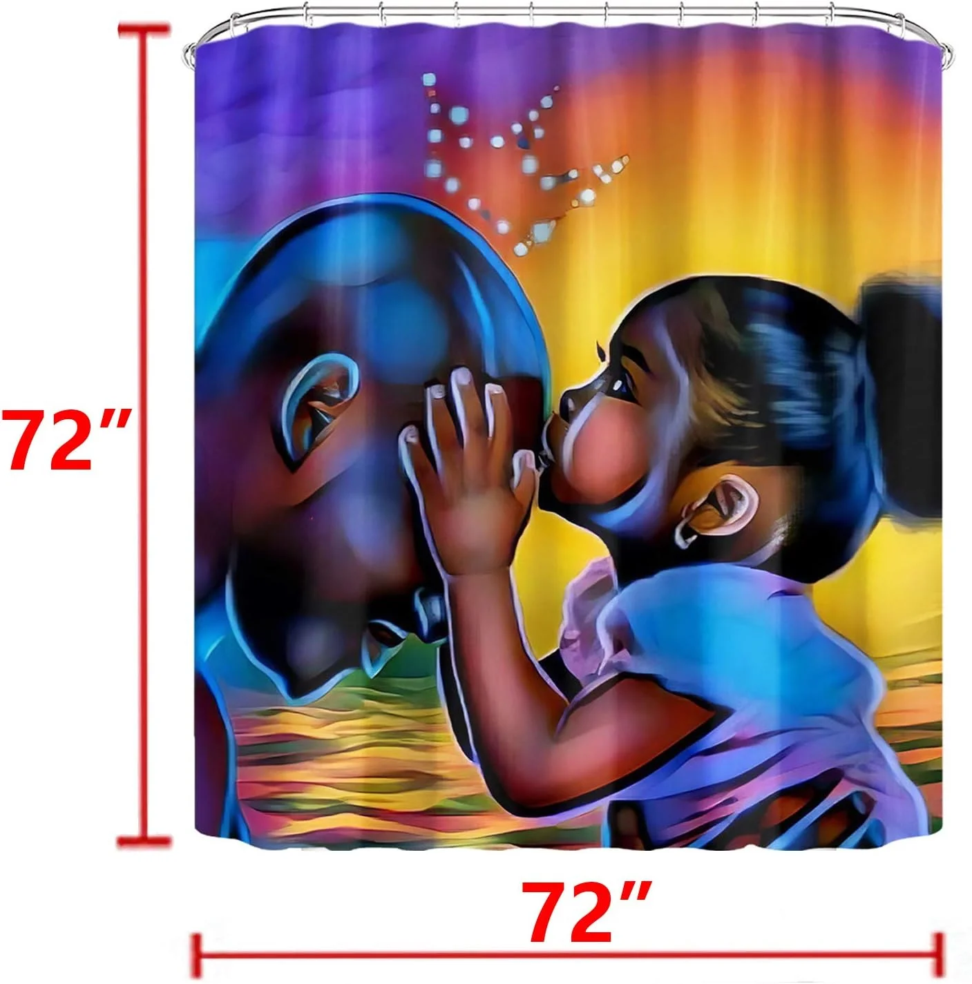 ست پرده حمام INHCH، طرح پدر و دختر، ست دکوراسیون حمام منزل شامل پرده حمام، پادری و لوازم جانبی (ست کامل)