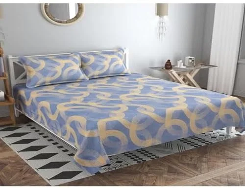 ست ملحفه کش‌دار کینگ سایز از جنس پنبه گلاسه ممتاز BSB HOME با تراکم بافت 180 و 2 روبالشتی همرنگ – نرم، قابل تنفس، مقاوم در برابر چروک، مناسب تمام فصول با ابعاد 183x198x25 سانتی‌متر