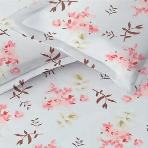 ست ملحفه کش‌دار کینگ سایز از جنس پنبه گلاسه ممتاز BSB HOME با تراکم بافت 180 به همراه 2 روبالشتی هماهنگ - ملحفه نرم، قابل تنفس و مقاوم در برابر چروک با گوشه‌های کش‌دار، ابعاد 183x198x25 سانتی‌متر