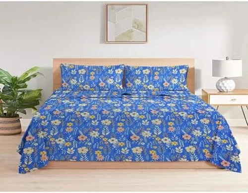 ست ملحفه کینگ سایز پنبه گلاسه ممتاز BSB HOME Kingston – ملحفه فوق‌العاده نرم با تراکم بافت 180 به همراه 2 روبالشتی کینگ سایز هماهنگ – شیک، بادوام و تنفس‌پذیر (275 X 275 سانتی‌متر، 50 X 75 سانتی‌متر).