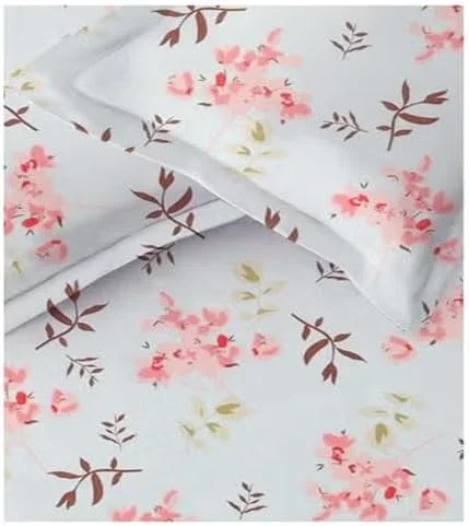 ست ملحفه کش‌دار کینگ سایز از جنس پنبه گلاسه ممتاز BSB HOME با تراکم بافت 180 به همراه 2 روبالشتی هماهنگ - ملحفه نرم، قابل تنفس و مقاوم در برابر چروک با گوشه‌های کش‌دار، ابعاد 183x198x25 سانتی‌متر