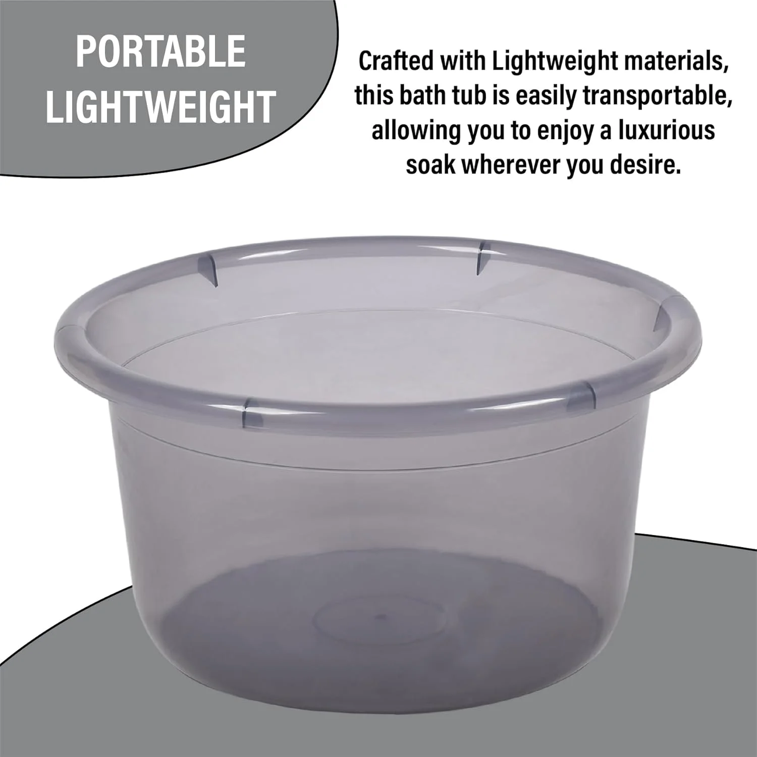 ست 2 تکه لوازم حمام کوبر اینداستریز | ست حمام | تشت 25 لیتری و لیوان 1100 میلی لیتری | ست لوازم جانبی مدرن حمام | خاکستری شفاف