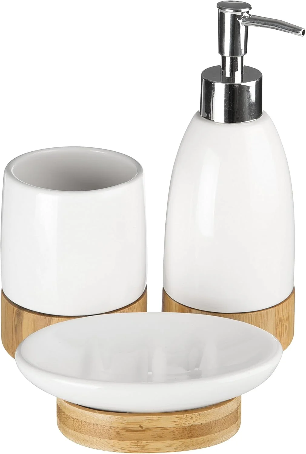 ست سرویس بهداشتی 3 تکه Premier Housewares Earth - سفید/بامبو، دولومیت، 20 x 21 x 9 سانتی متر ست سرویس بهداشتی 3 تکه Premier Housewares Earth - سفید/بامبو، دولومیت، 20 x 21 x 9 سانتی متر