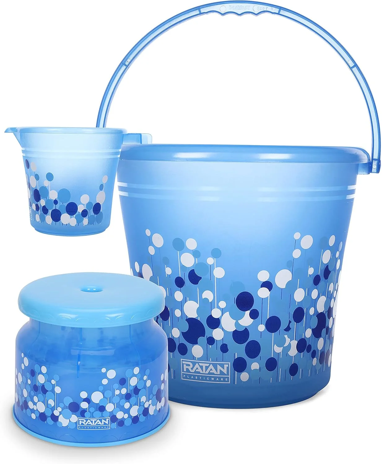 ست پلاستیکی حمام راتان پلاستیک ور شامل 3 تکه (سطل 25 لیتری X 1 / لیوان 1.5 لیتری X 1 / چهارپایه نوا پاتلا 107 X 1)، ست حمام برای خانه، آشپزخانه - طرح حباب یخی - آبی ست پلاستیکی حمام راتان پلاستیک ور شامل 3 تکه (سطل 25 لیتری X 1 / لیوان 1.5 لیتری X 1 / چهارپایه نوا پاتلا 107 X 1)، ست حمام برای خانه، آشپزخانه - طرح حباب یخی - آبی