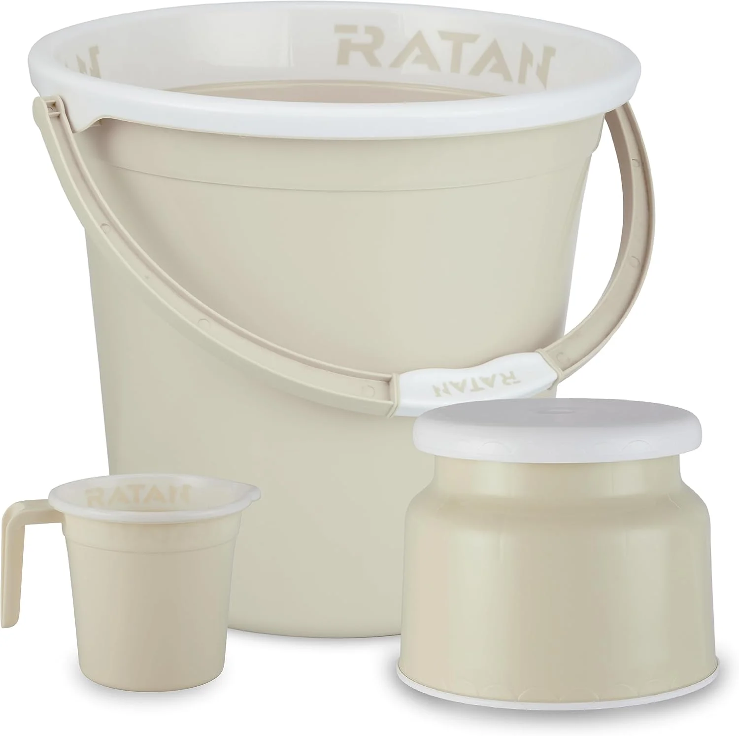 ست پلاستیکی سه تکه لوازم حمام راتان پلاستیک ور شامل سطل 25 لیتری گلوریا پلین + چهارپایه نوا مدل 107 + لیوان حمام گلوریا پلین 1.5 لیتری، رنگ بژ ست پلاستیکی سه تکه لوازم حمام راتان پلاستیک ور شامل سطل 25 لیتری گلوریا پلین + چهارپایه نوا مدل 107 + لیوان حمام گلوریا پلین 1.5 لیتری، رنگ بژ