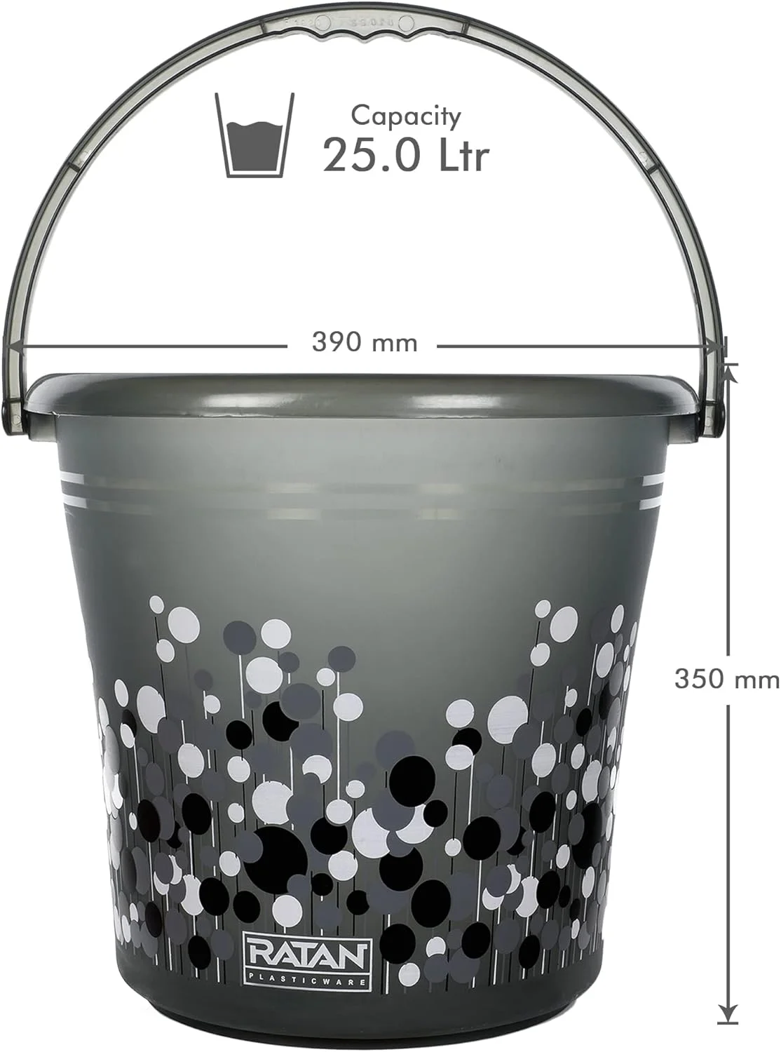 ست پلاستیکی حمام راتان پلاستیک ور شامل 5 تکه (سطل 25 لیتری X 2 / لیوان 1.5 لیتری X 2 / چهارپایه نوا پاتلا 107 X 1) مناسب منزل، هتل، خوابگاه با طرح حباب - دودی