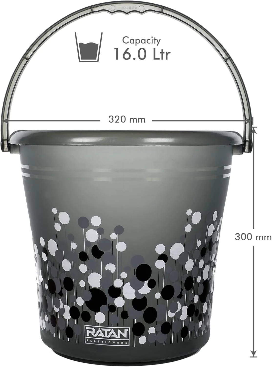 ست پلاستیکی حمام 5 تکه (سطل 16 لیتری X 2 / لیوان 1 لیتری X 2 / چهارپایه نوا پاتلا 107 X 1) ست حمام برای خانه، هتل، خوابگاه طرح حباب - دودی