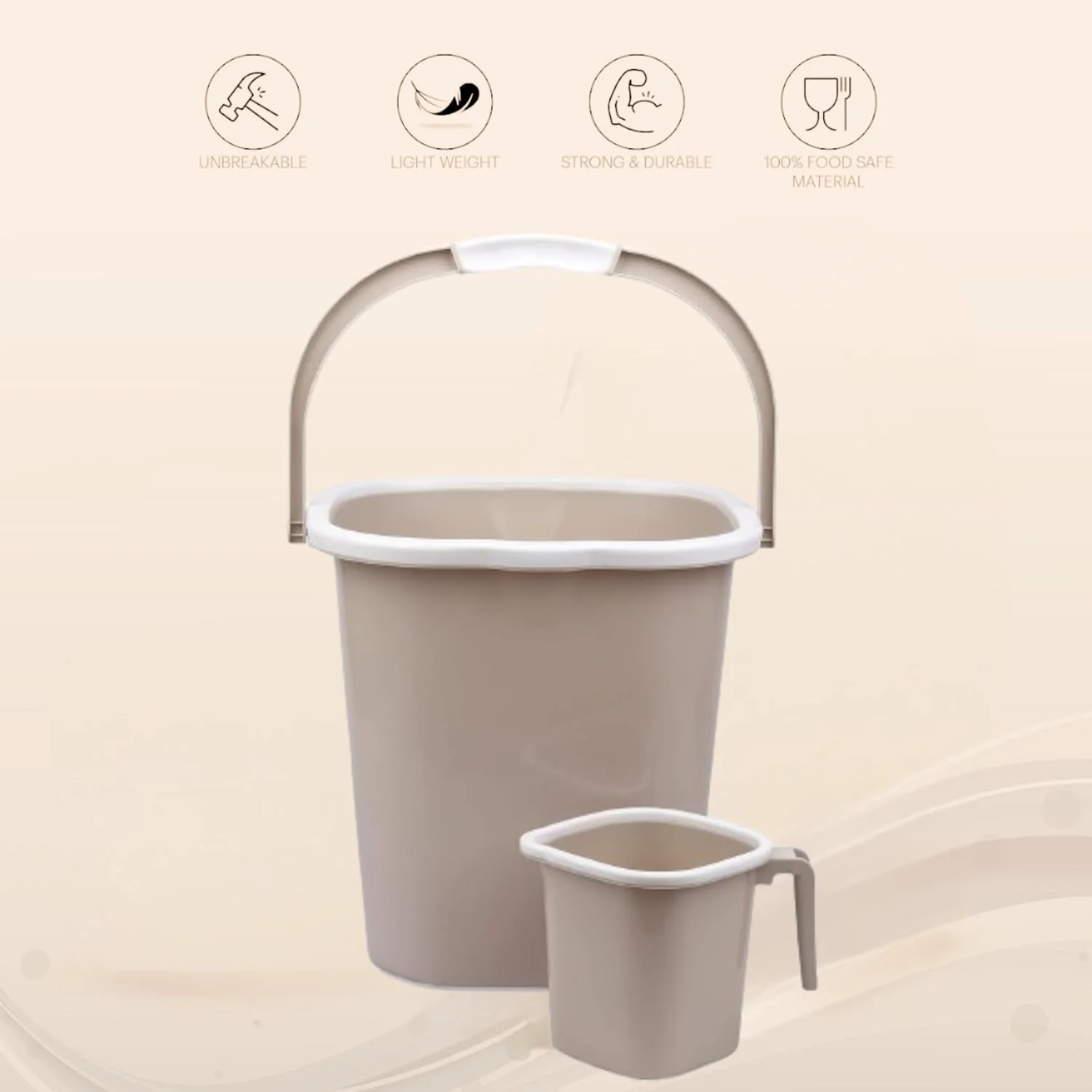 ست سطل و لیوان حمام طرح دار رجالو (سطل 18 لیتری + لیوان 1 لیتری) (قهوه ای) ست سطل و لیوان حمام طرح دار رجالو (سطل 18 لیتری + لیوان 1 لیتری) (قهوه ای)