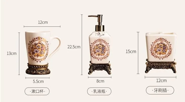 ست سرامیکی ترک دار به سبک رترو برای حمام، ست شستشو، لیوان شستشو به سبک اروپایی ست سرامیکی ترک دار به سبک رترو برای حمام، ست شستشو، لیوان شستشو به سبک اروپایی