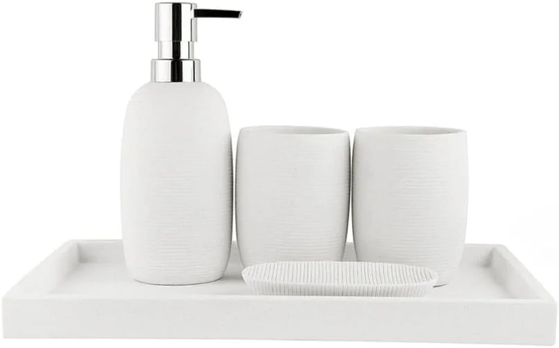 ست پنج تکه لوازم بهداشتی حمام ماسه سنگی، لوازم جانبی شیک و کاربردی منزل