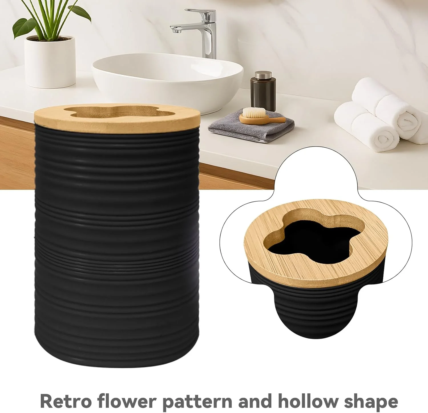 ست لوازم جانبی حمام سیاتو، 4 تکه، شامل جا صابونی، جا مایع دستشویی، جا مسواکی، لیوان مسواک، لوازم جانبی ست حمام، دکور حمام بوهو (مشکی)