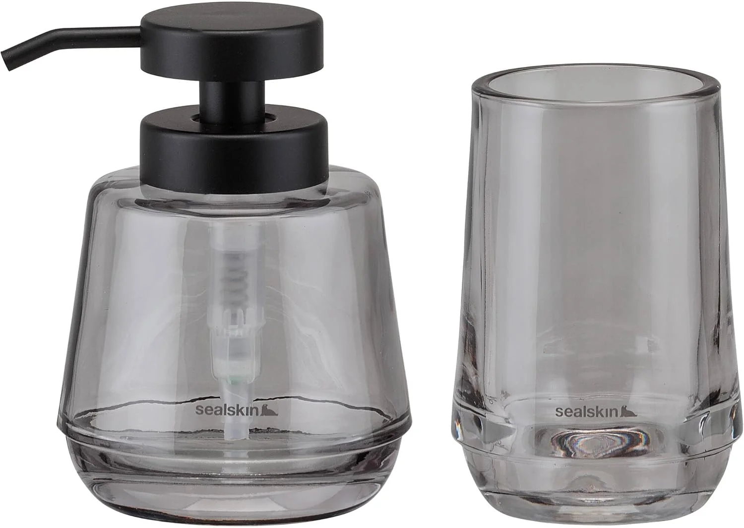 ست لوازم حمام Sealskin Mood - جا مایع دستشویی 380 میلی لیتر - لیوان مسواک - خاکستری