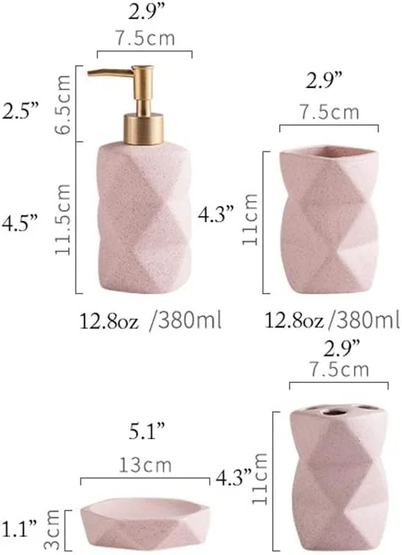 ست لوازم جانبی سرویس بهداشتی SEFVGHDF، ست لوازم جانبی سرویس بهداشتی رومیزی، جای مایع دستشویی، ظرف صابون، جا مسواکی، دکوراسیون مدرن سرویس بهداشتی (آبی، 5 تکه) (سفید، 5 تکه)