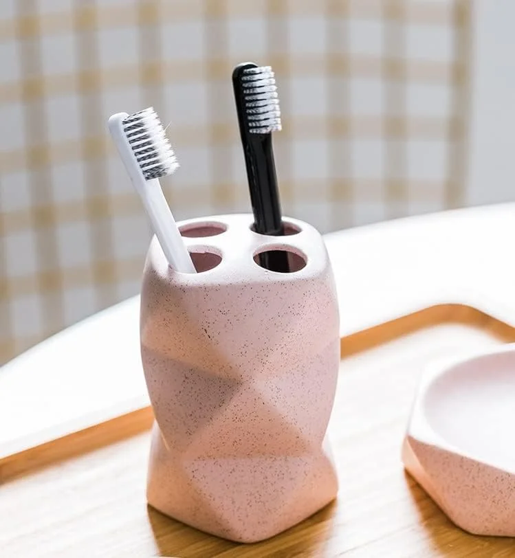 ست لوازم جانبی سرویس بهداشتی SEFVGHDF، ست لوازم جانبی سرویس بهداشتی رومیزی، جای مایع دستشویی، ظرف صابون، جا مسواکی، دکوراسیون مدرن سرویس بهداشتی (آبی، 5 تکه) (سفید، 5 تکه)