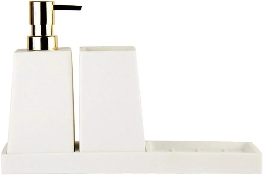 ست لوازم جانبی حمام SEFVGHDF، ست حمام 3 تکه شامل جا مایع صابون/لوسیون، سینی و لیوان 350 میلی لیتری (رنگی (ست حمام 3 تکه B)