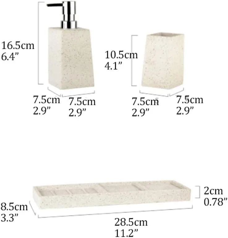 ست لوازم جانبی حمام SEFVGHDF، ست حمام 3 تکه شامل جا مایع صابون/لوسیون، سینی و لیوان 350 میلی لیتری (رنگی (ست حمام 3 تکه B)