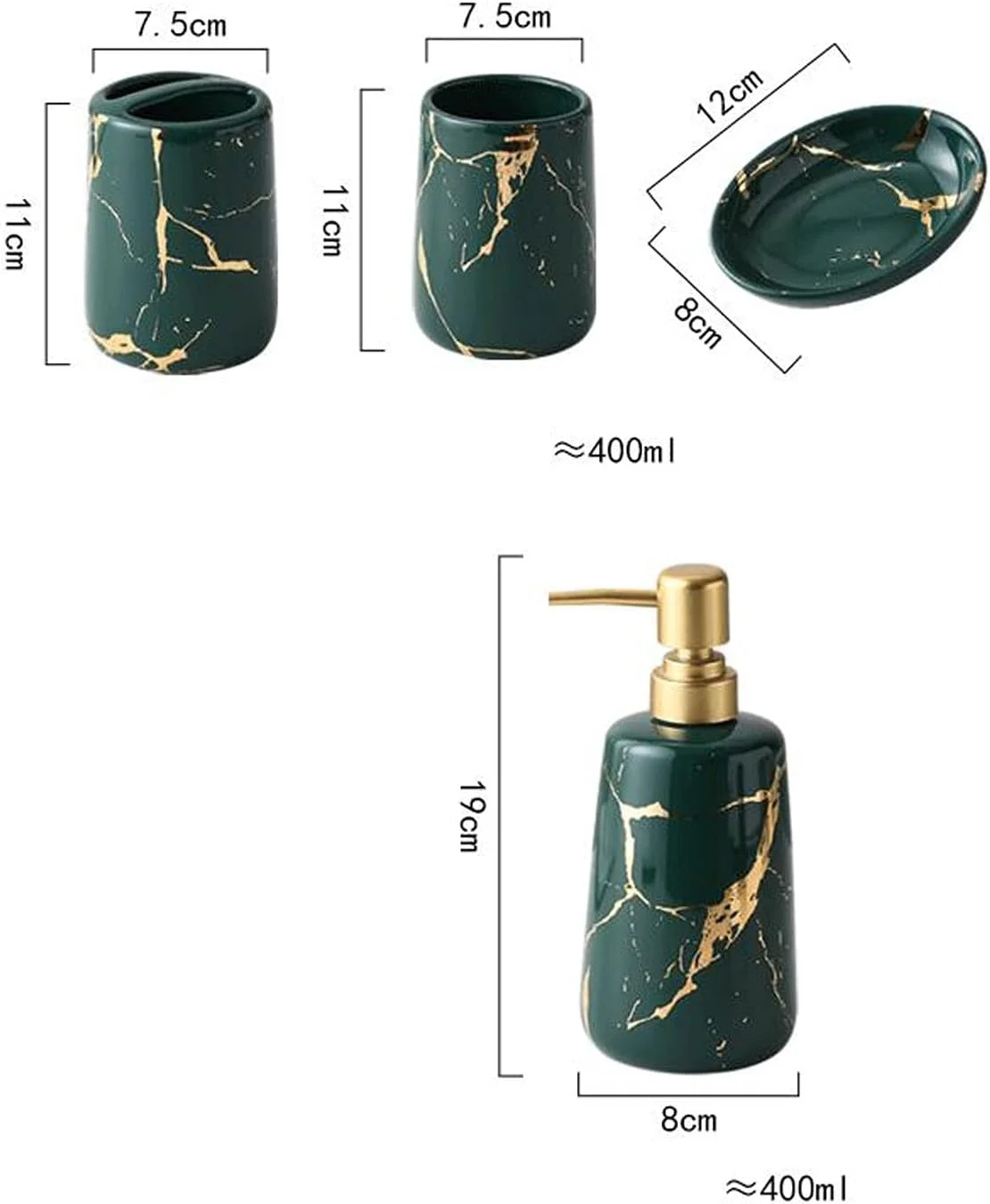 جامایع صابون سرامیکی 5 تکه سفید مشکی سبز، مناسب آشپزخانه، حمام، هتل و منزل به عنوان لوازم جانبی