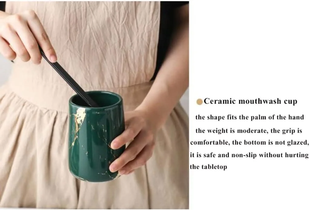 ست جای مایع دستشویی، لوازم حمام، لیوان دهانشویه سرامیکی، جا مسواکی، جای صابون، ست پنج تکه جای مایع دستشویی خانگی (رنگ : C)