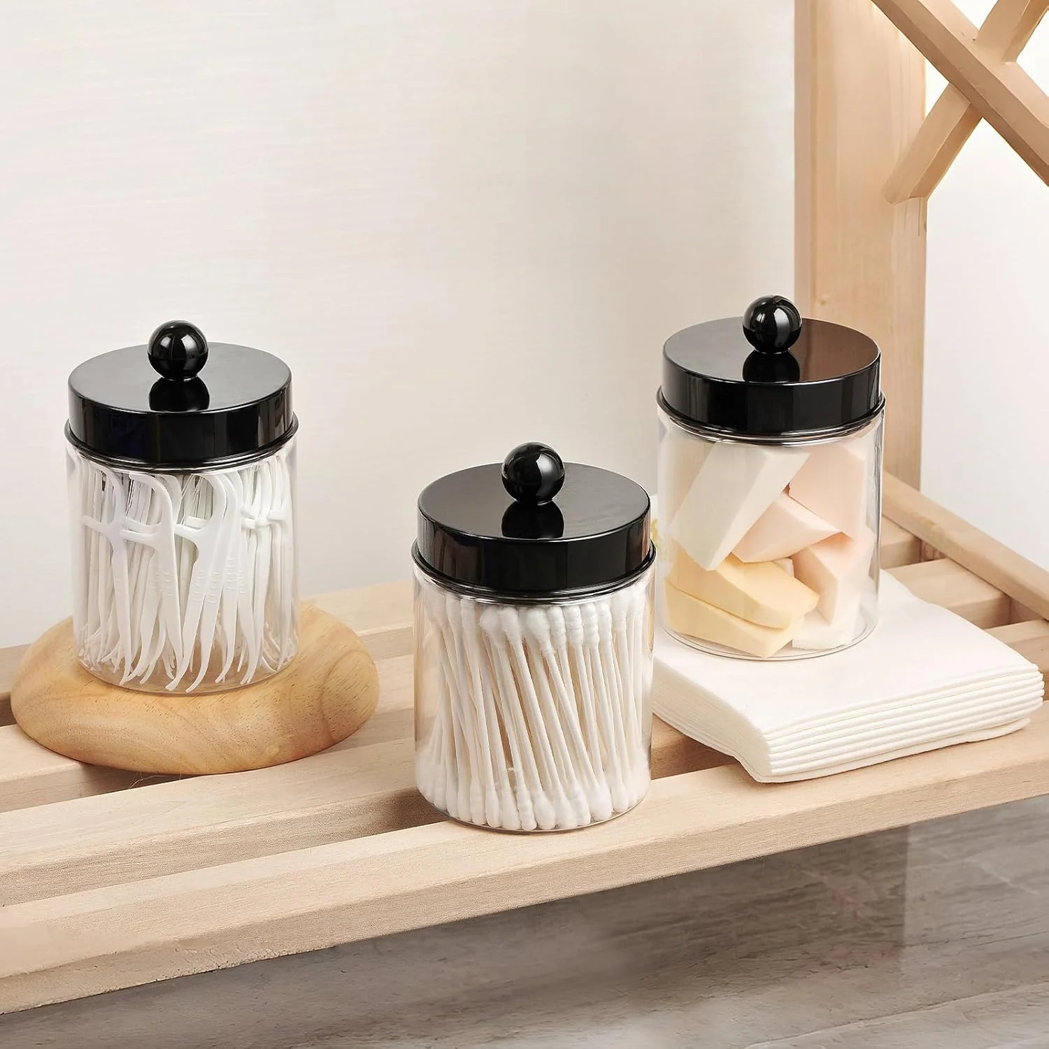 ست لوازم جانبی پلاستیکی کامل حمام شی‌چونگ 6 تکه - سازمان دهنده‌ها و لوازم نگهداری حمام، دکور حمام، 2 جا مسواکی سرامیکی، 2 جا گوش پاک کن پلاستیکی، جا مایع صابون، سینی روشویی - مشکی