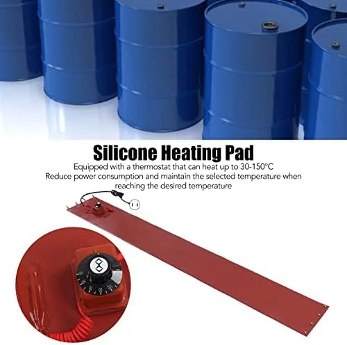 گرمکن بشکه فلزی MXGZ، پد گرمکن سیلیکونی 2000 واتی با فنر الاستیک و ترموستات، روکش حرارتی برقی بشکه برای بشکه 208 لیتری، گرمکن سطل 25x174 سانتی متر (UK)