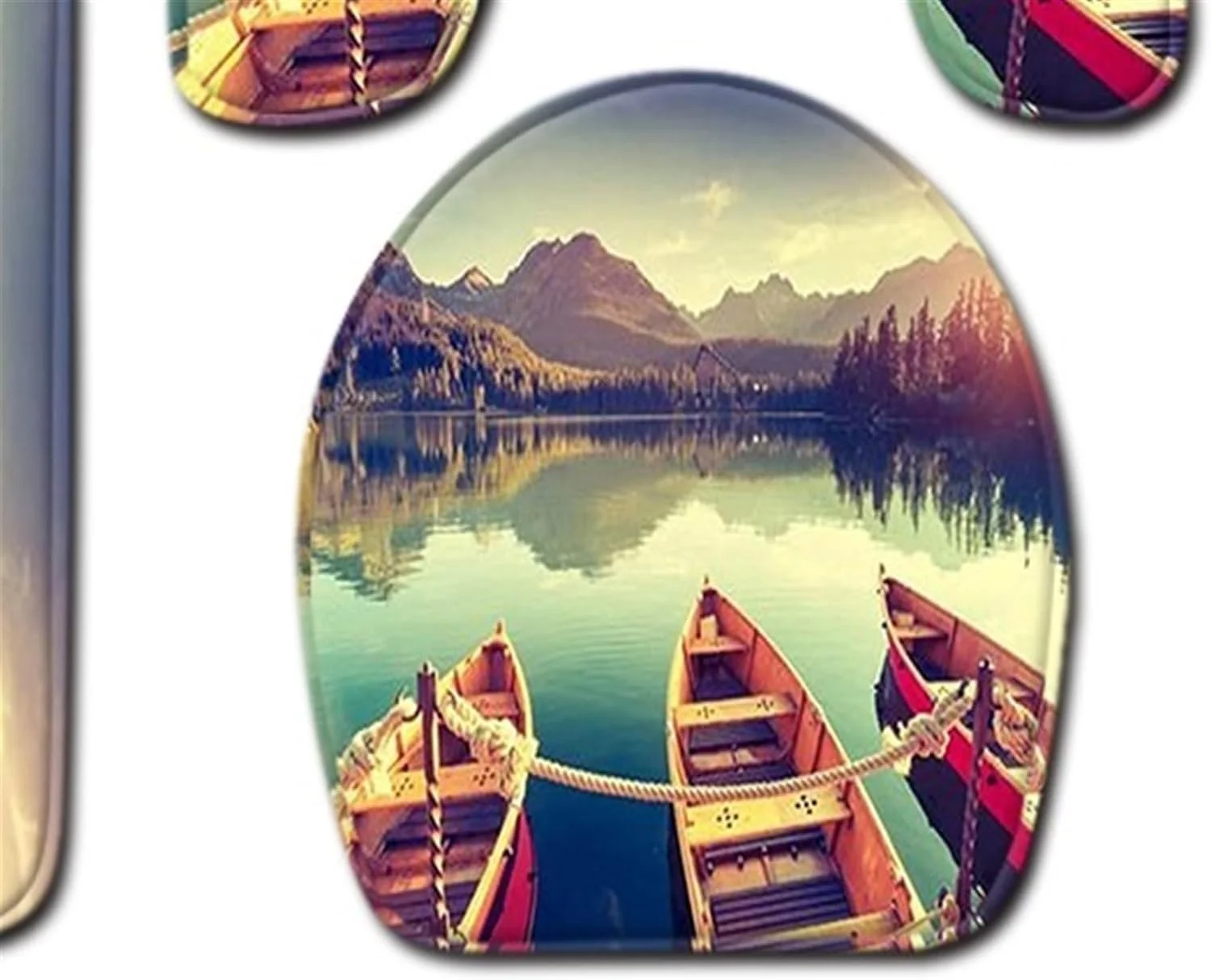 ست پادری حمام، توالت، وان، طرح نوردیک، پادری پرزدار نرم، ست سه تکه، فرش مو بلند ضد لغزش