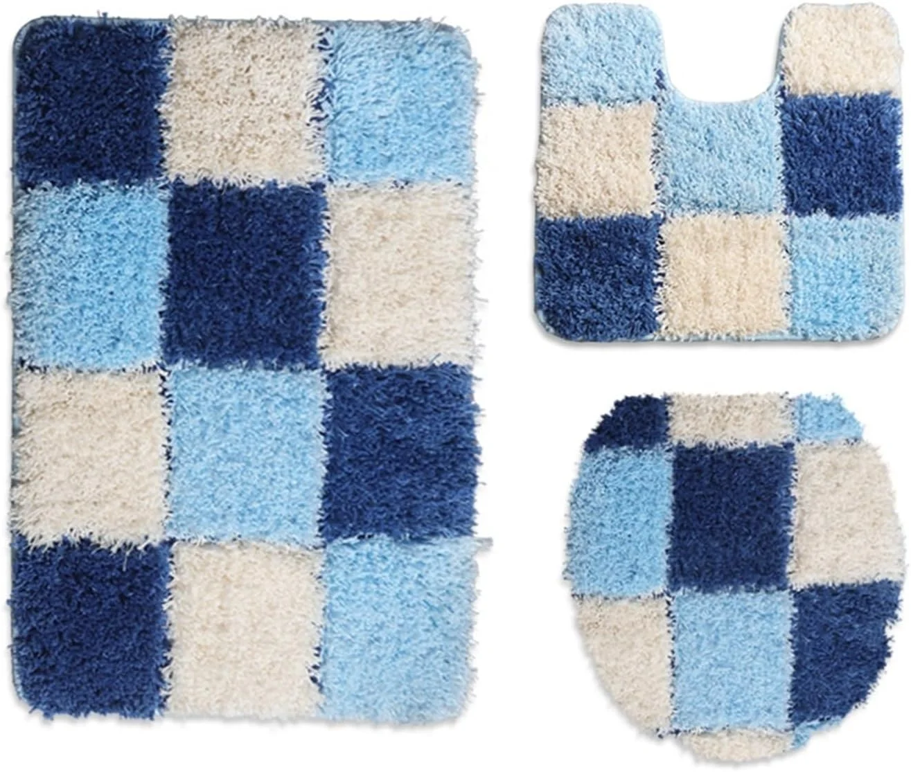 ست پادری حمام سیکریا، ست فرش حمام، پادری برجسته کف حمام، پادری توالت با روکش درب - تکه/ست، پادری ضد لغزش