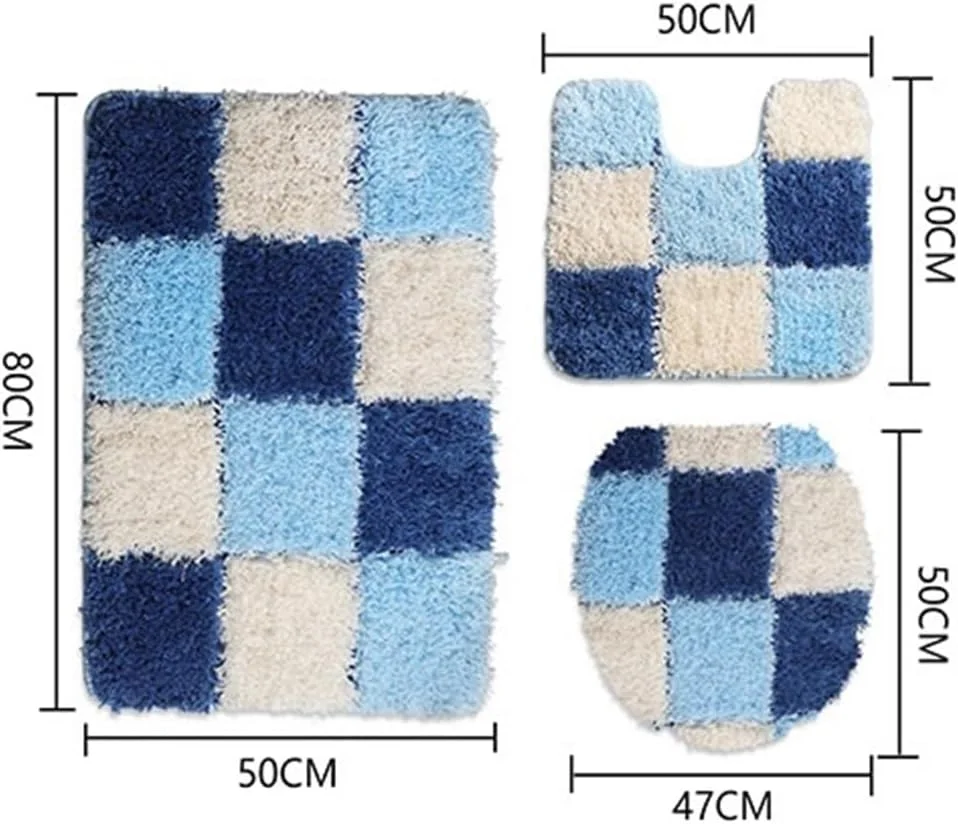 ست پادری حمام سیکریا، ست فرش حمام، پادری برجسته کف حمام، پادری توالت با روکش درب - تکه/ست، پادری ضد لغزش