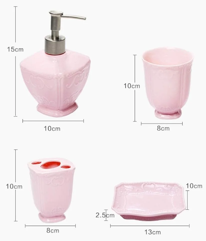 ست لوازم جانبی حمام SMLZV، ست پنج تکه سرامیکی خلاقانه صورتی برجسته، ست شستشو، دکوراسیون حمام