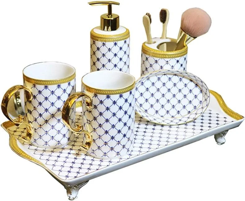 ست لوازم حمام SMLZV، ست شش تکه لوکس برای دکور حمام و هدیه منزل