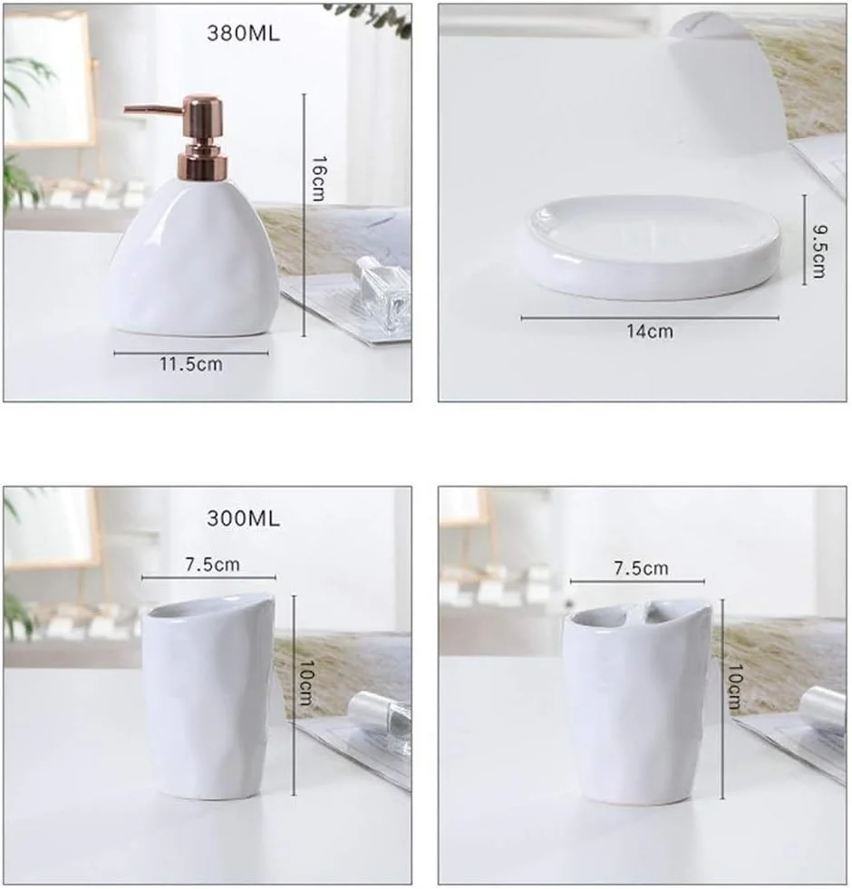 ست شش تکه لوازم حمام SMLZV، ست سرامیکی حمام با سینی، دکوری دو نفره حمام، دکور هتل